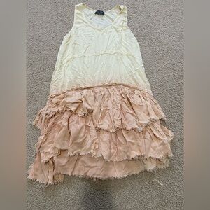 ASTR Two-Tone Cream and Blush High-Low Tiered Ruffle Skirt
